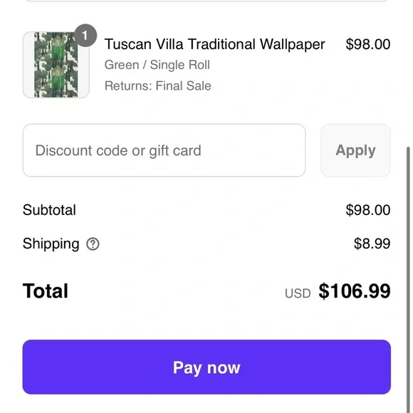 NWT Katie Kime Tuscan Villa Traditional Wallpaper | Single Roll 24” x 144” - Picture 6 of 7